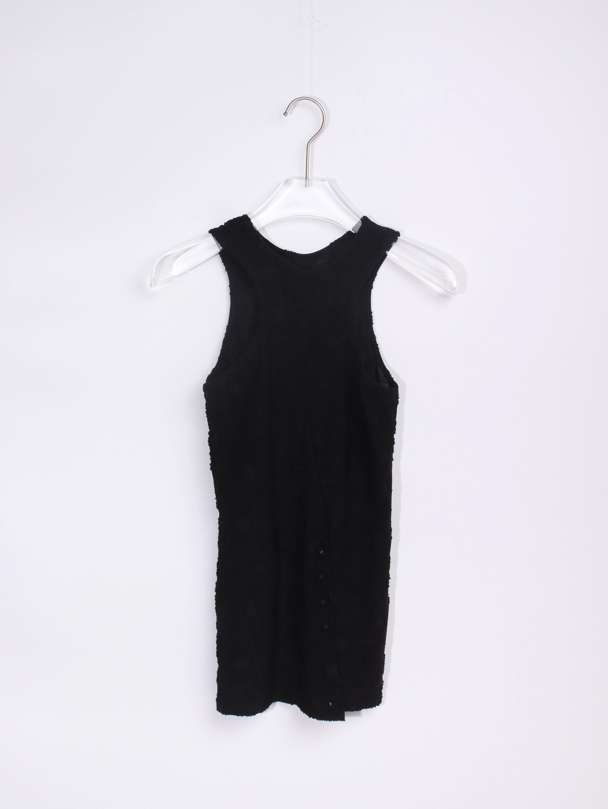 vlemma textured-floral-lace-tank-top 極簡設計感針織上衣襯衫 - 黑