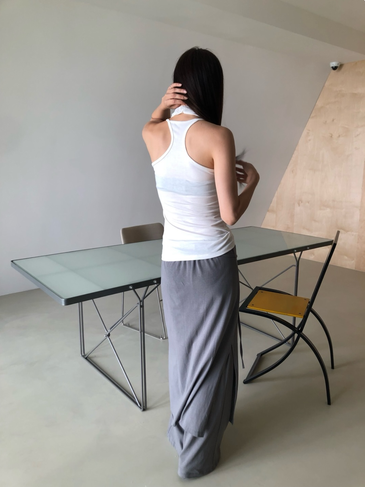 vlemma lace-cowl-neck-layered-tank-top 極簡設計感針織上衣襯衫 - 白