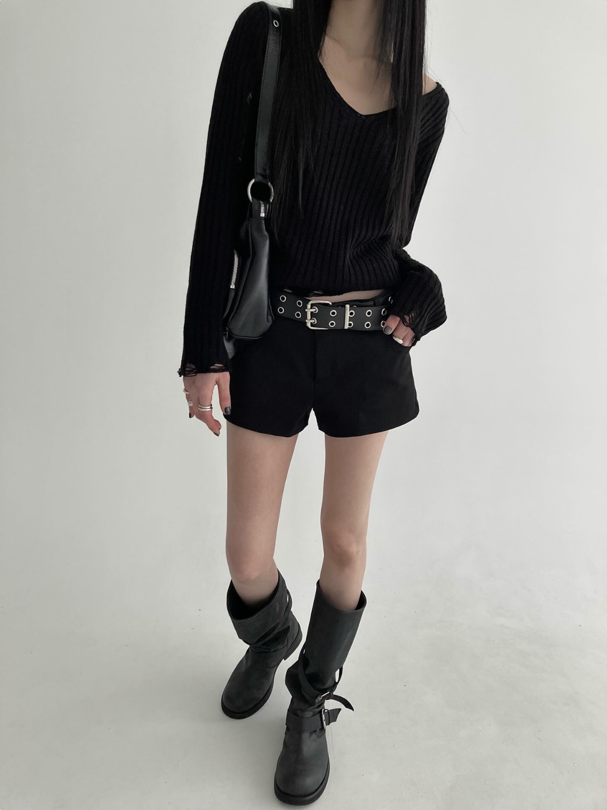 vlemma slim-fit-casual-shorts-womens 小眾剪裁設計感褲裙長褲 - 白