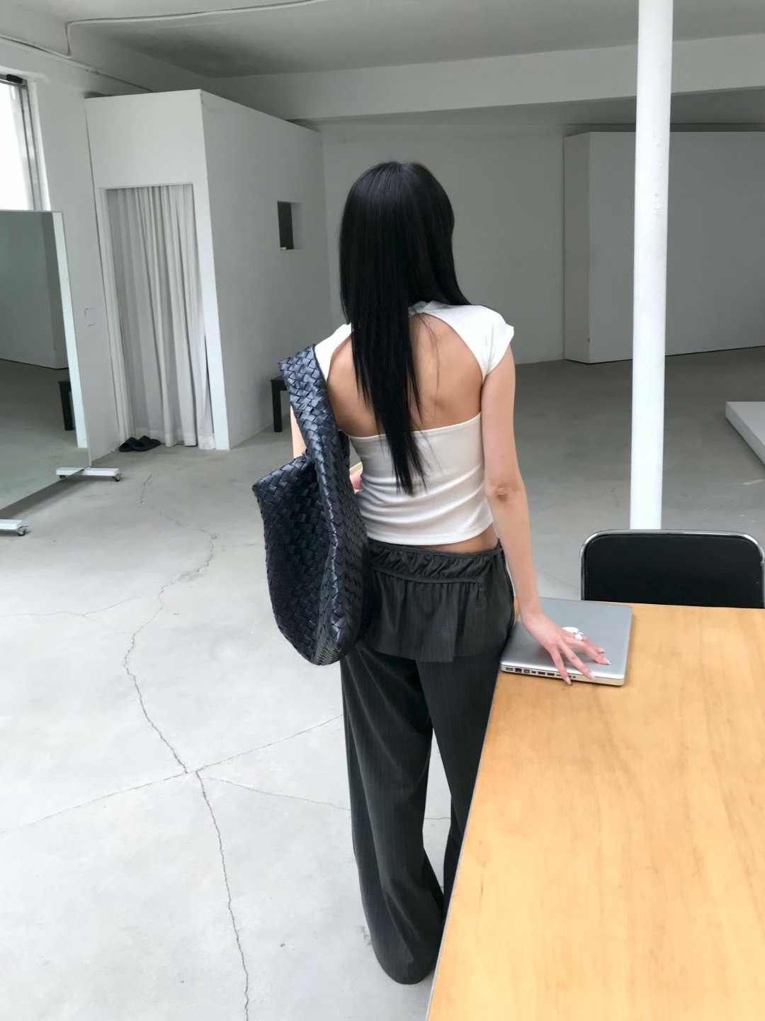vlemma cutout-backless-cap-sleeve-top 極簡設計感針織上衣襯衫 - 灰
