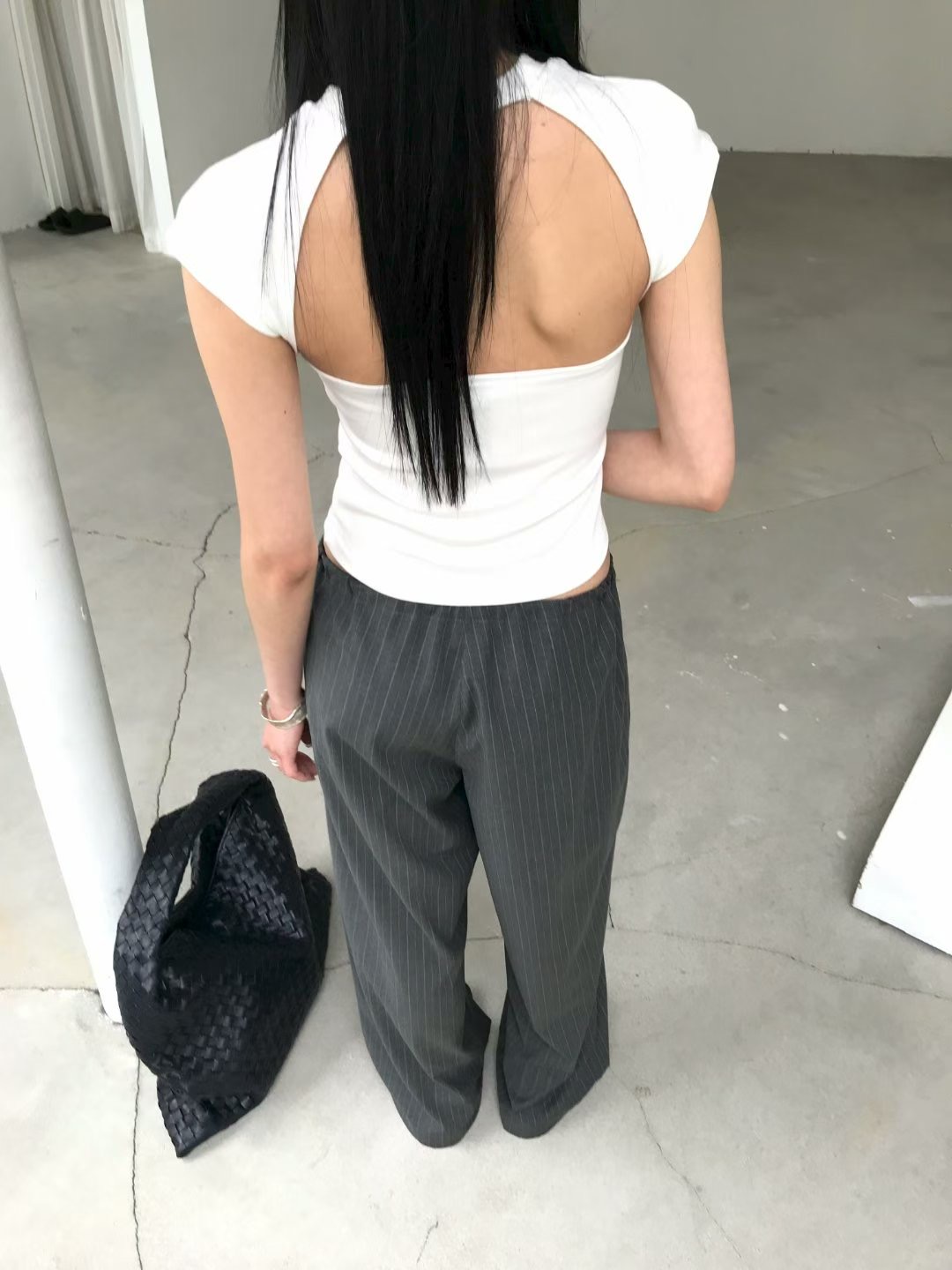 vlemma cutout-backless-cap-sleeve-top 極簡設計感針織上衣襯衫 - 灰