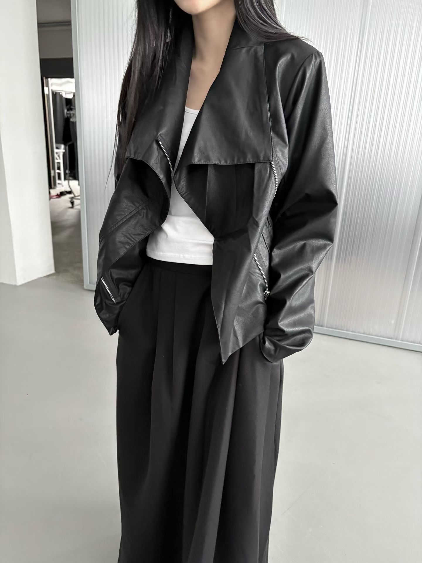korean-cyberpunk-draped-faux-leather-biker-jacket