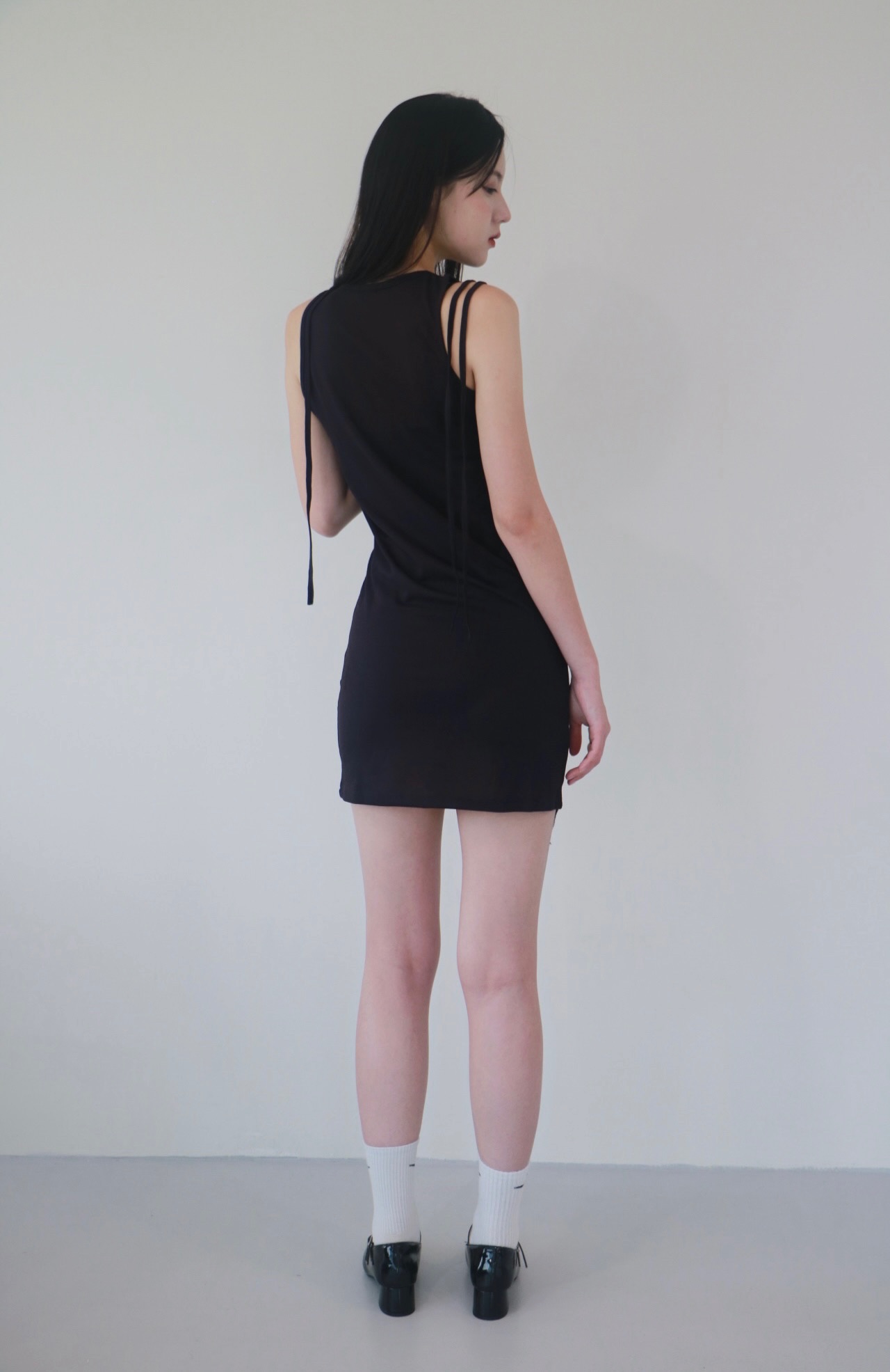 vlemma asymmetrical-hem-drawstring-longline-tank-top 極簡設計感針織上衣襯衫 - 深紫