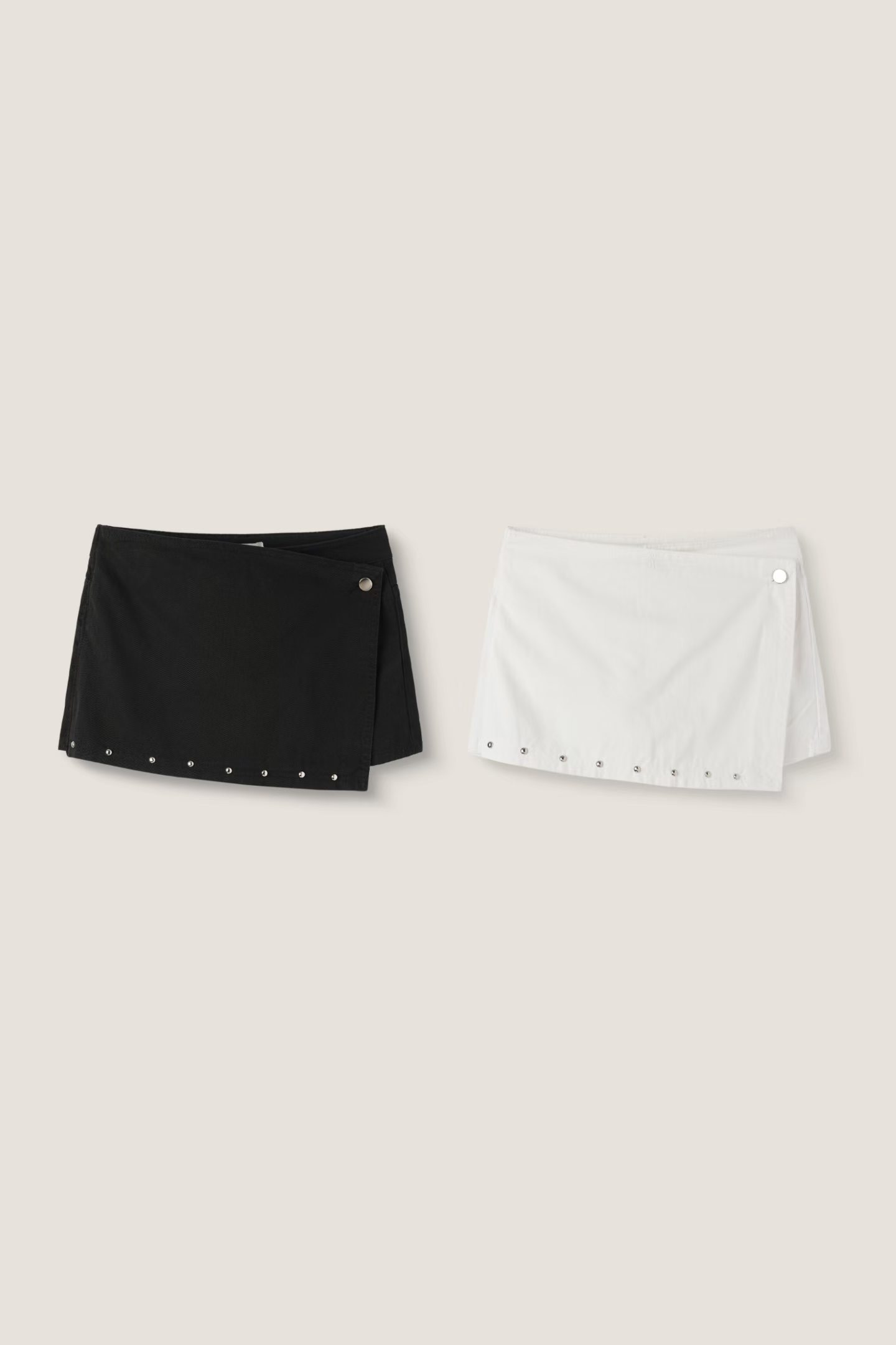 vlemma asymmetric-button-studded-mini-skort 小眾剪裁設計感褲裙長褲 - 白