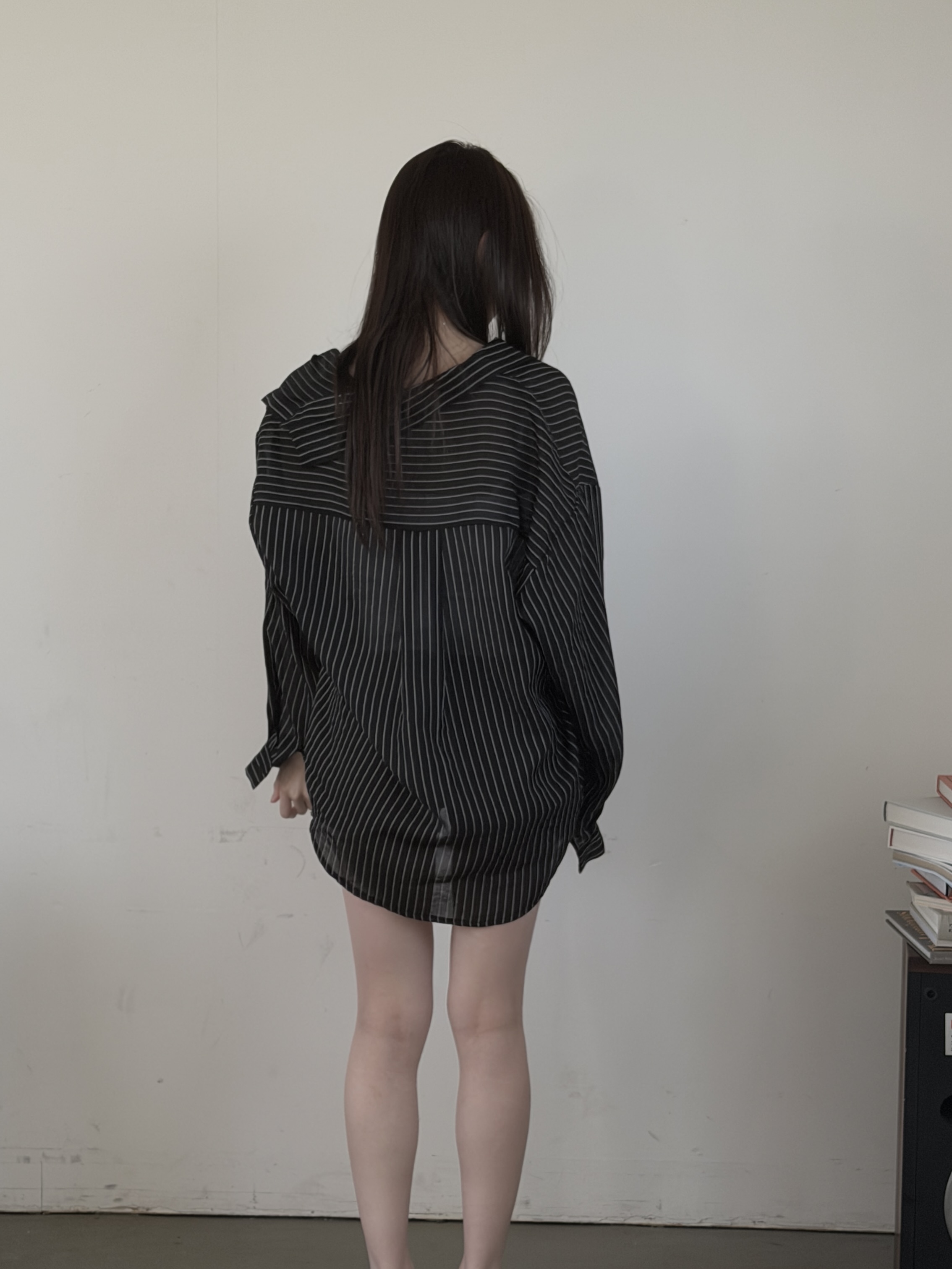 vlemma stripe-sheer-tencel-shirt 極簡設計感針織上衣襯衫 - 黃