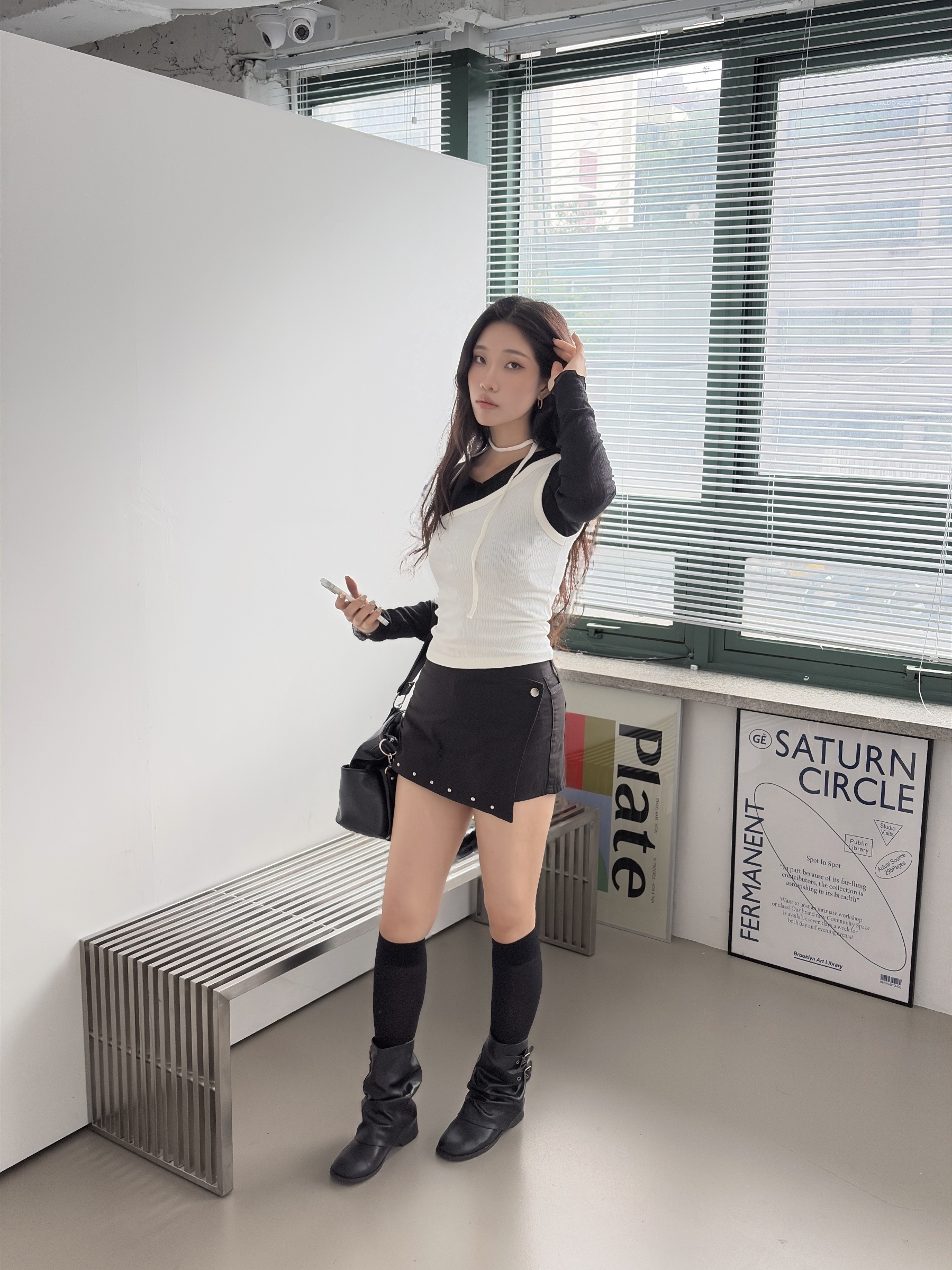 vlemma asymmetric-button-studded-mini-skort 小眾剪裁設計感褲裙長褲 - 白