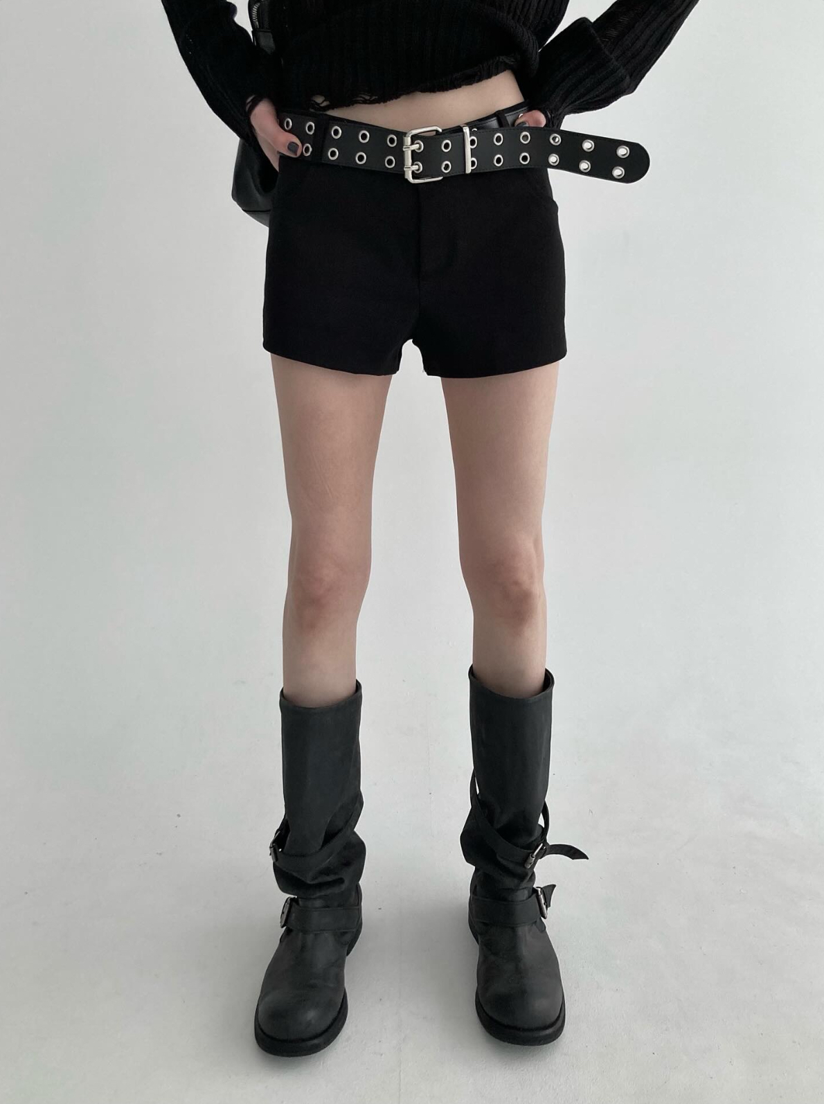 vlemma slim-fit-casual-shorts-womens 小眾剪裁設計感褲裙長褲 - 白