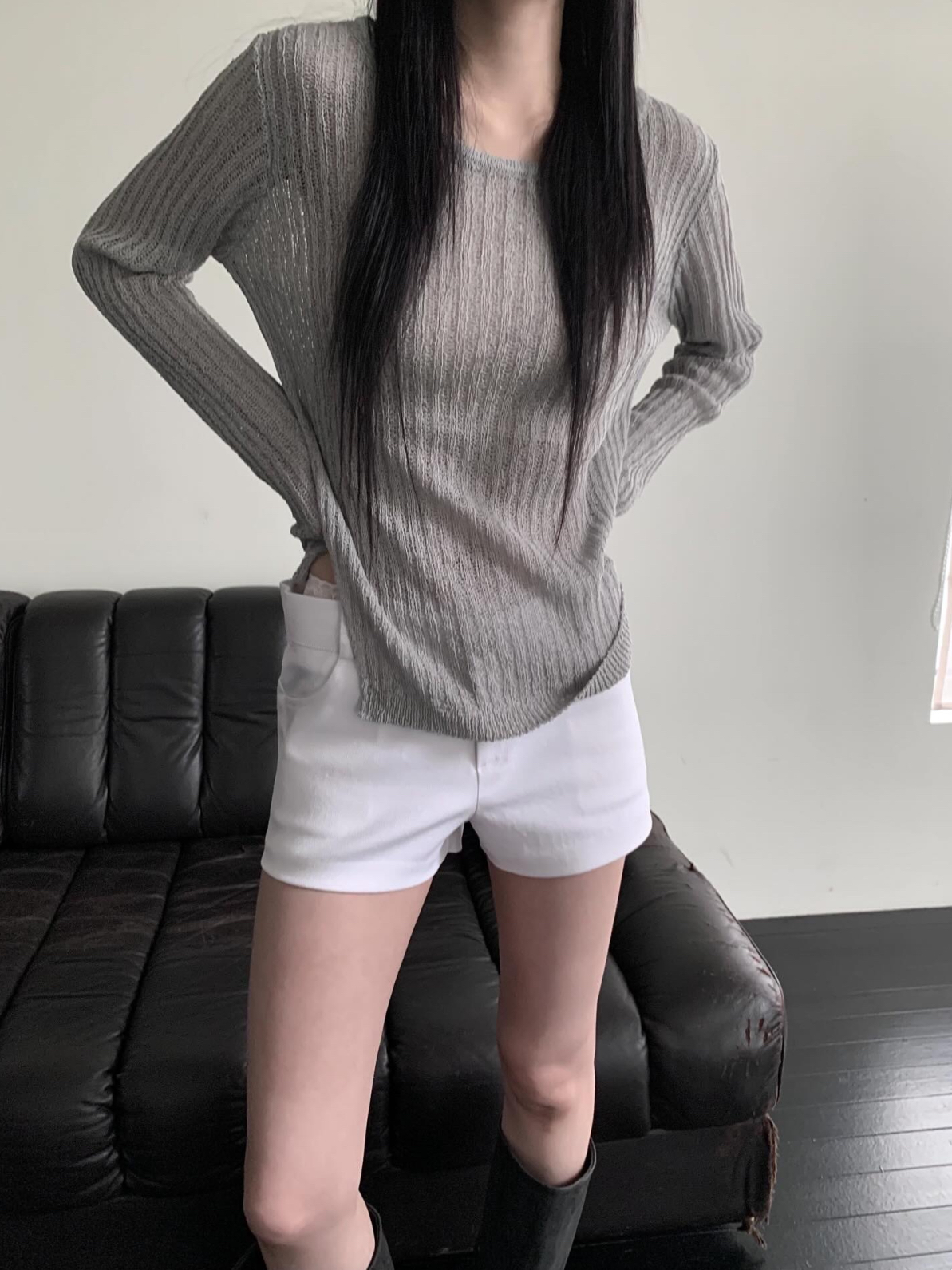 vlemma slim-fit-casual-shorts-womens 小眾剪裁設計感褲裙長褲 - 白