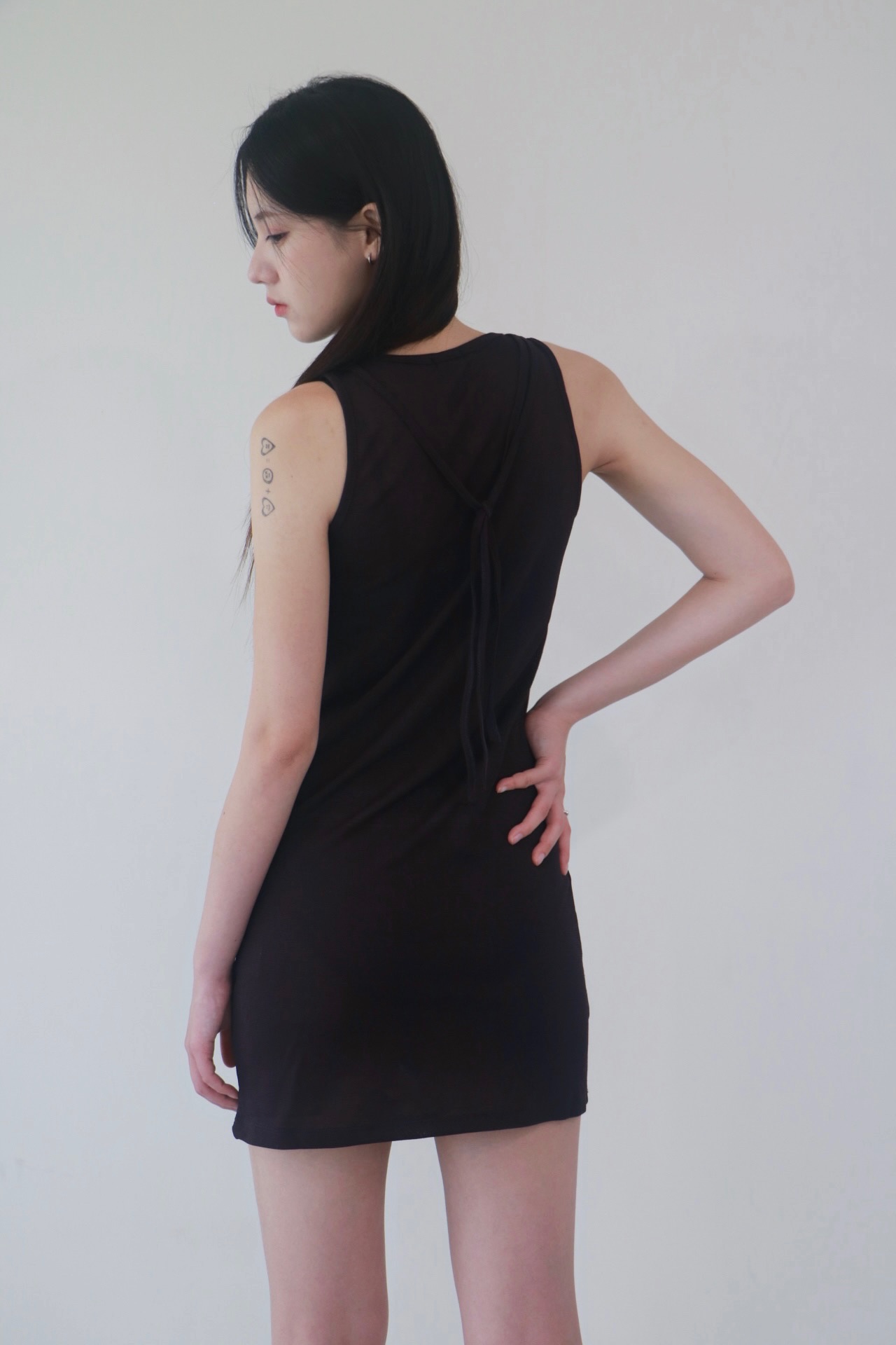vlemma asymmetrical-hem-drawstring-longline-tank-top 極簡設計感針織上衣襯衫 - 深紫