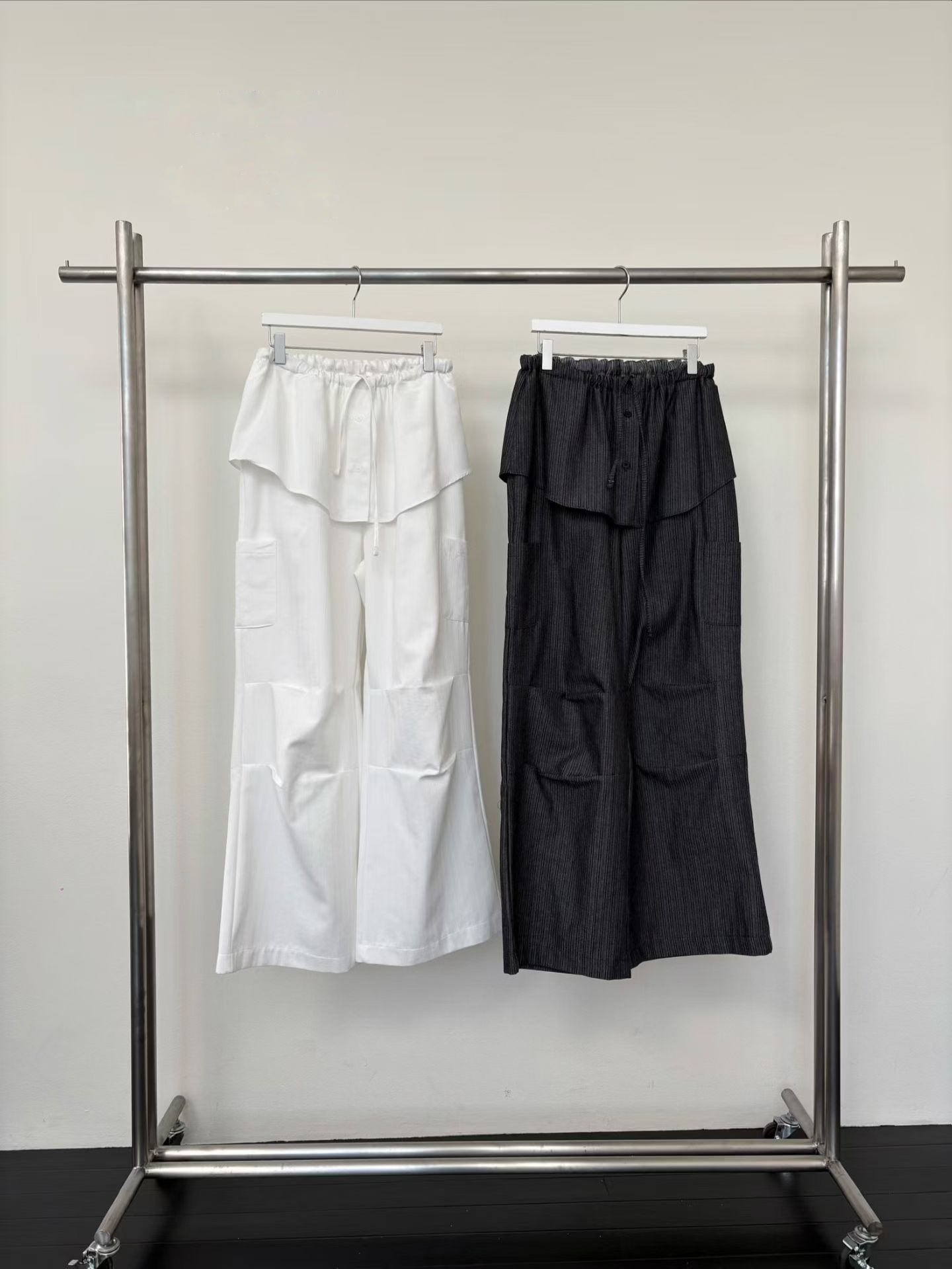 vlemma refined-pinstripe-fluid-pants 小眾剪裁設計感褲裙長褲 - 白