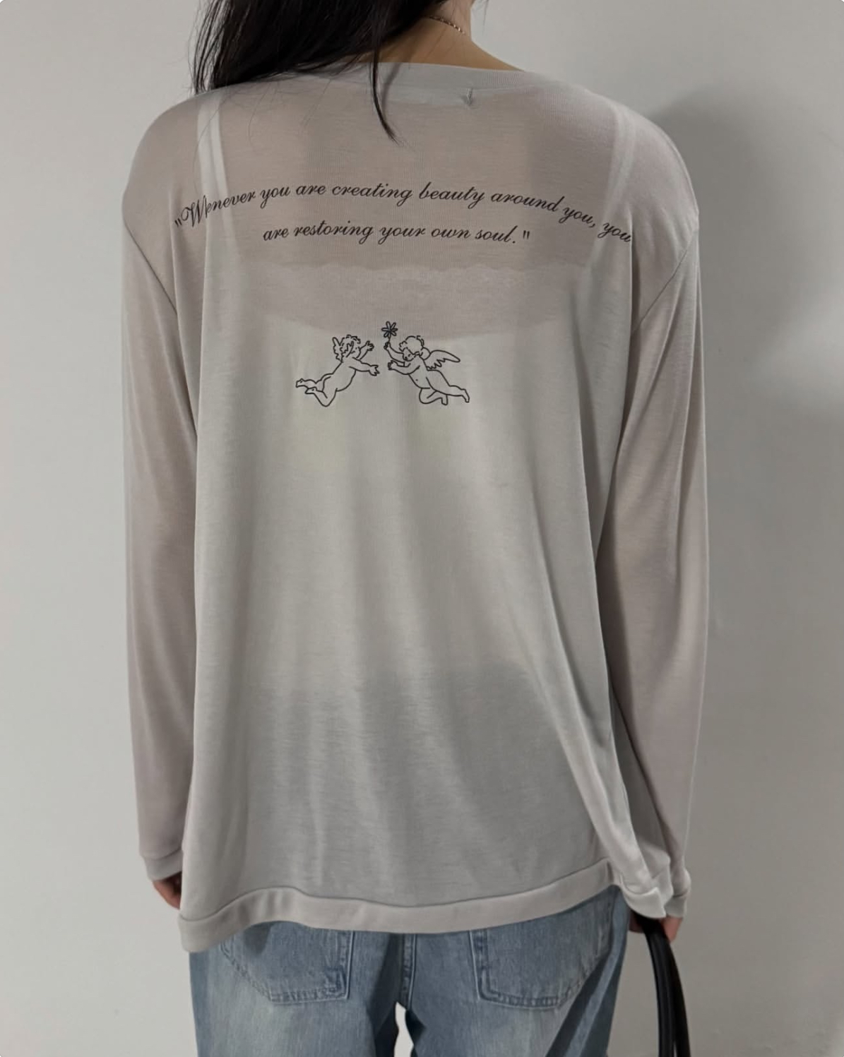 vlemma korean-sheer-button-down-graphic-top 清冷風設計感大衣外套 - 藍