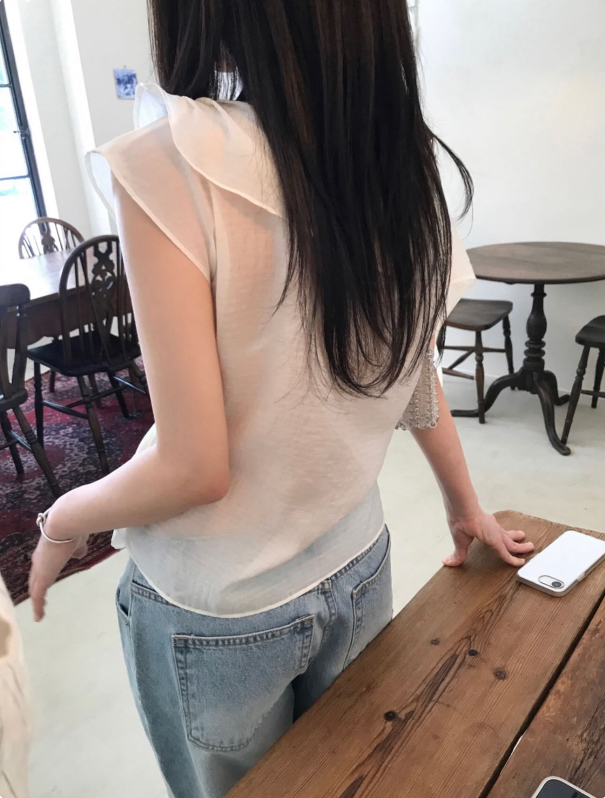 vlemma one-shoulder-layered-ruffle-chiffon-blouse 極簡設計感針織上衣襯衫 - 白