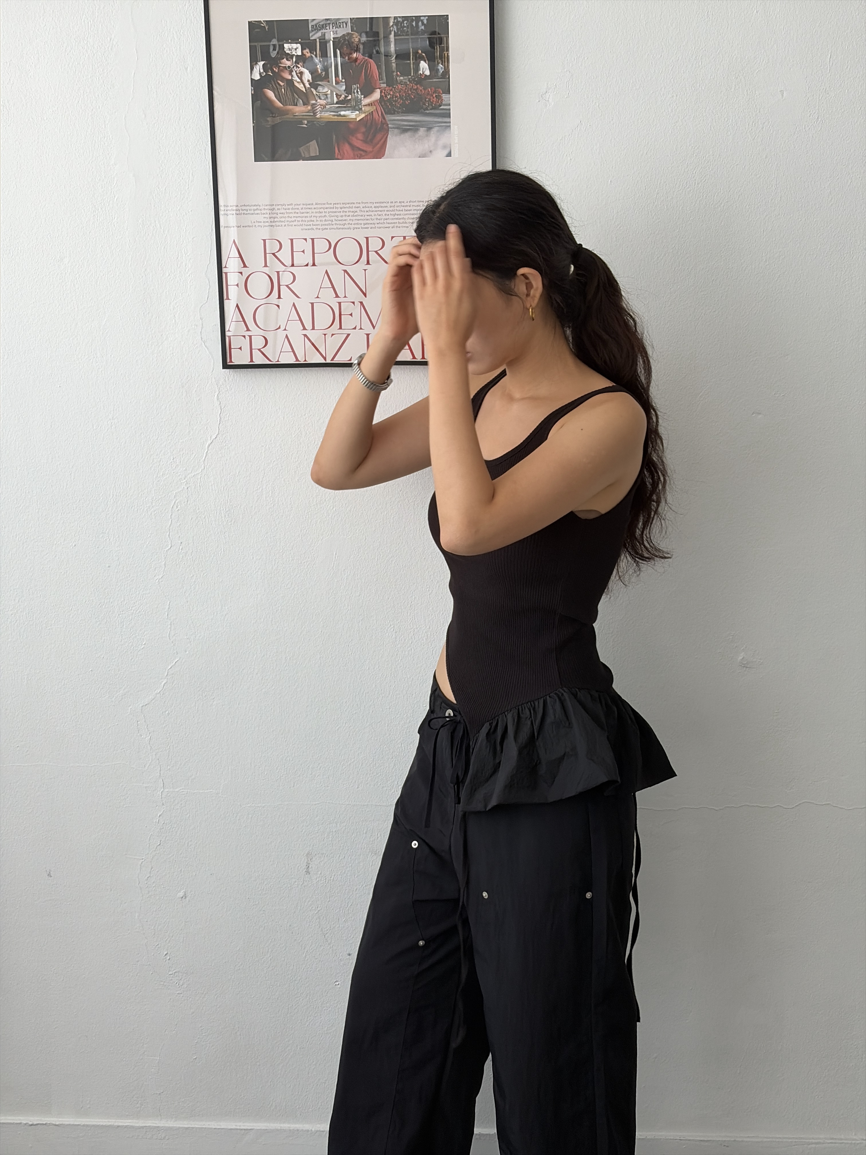 vlemma asymmetric-ruffle-hem-ribbed-tank 極簡設計感針織上衣襯衫 - 白