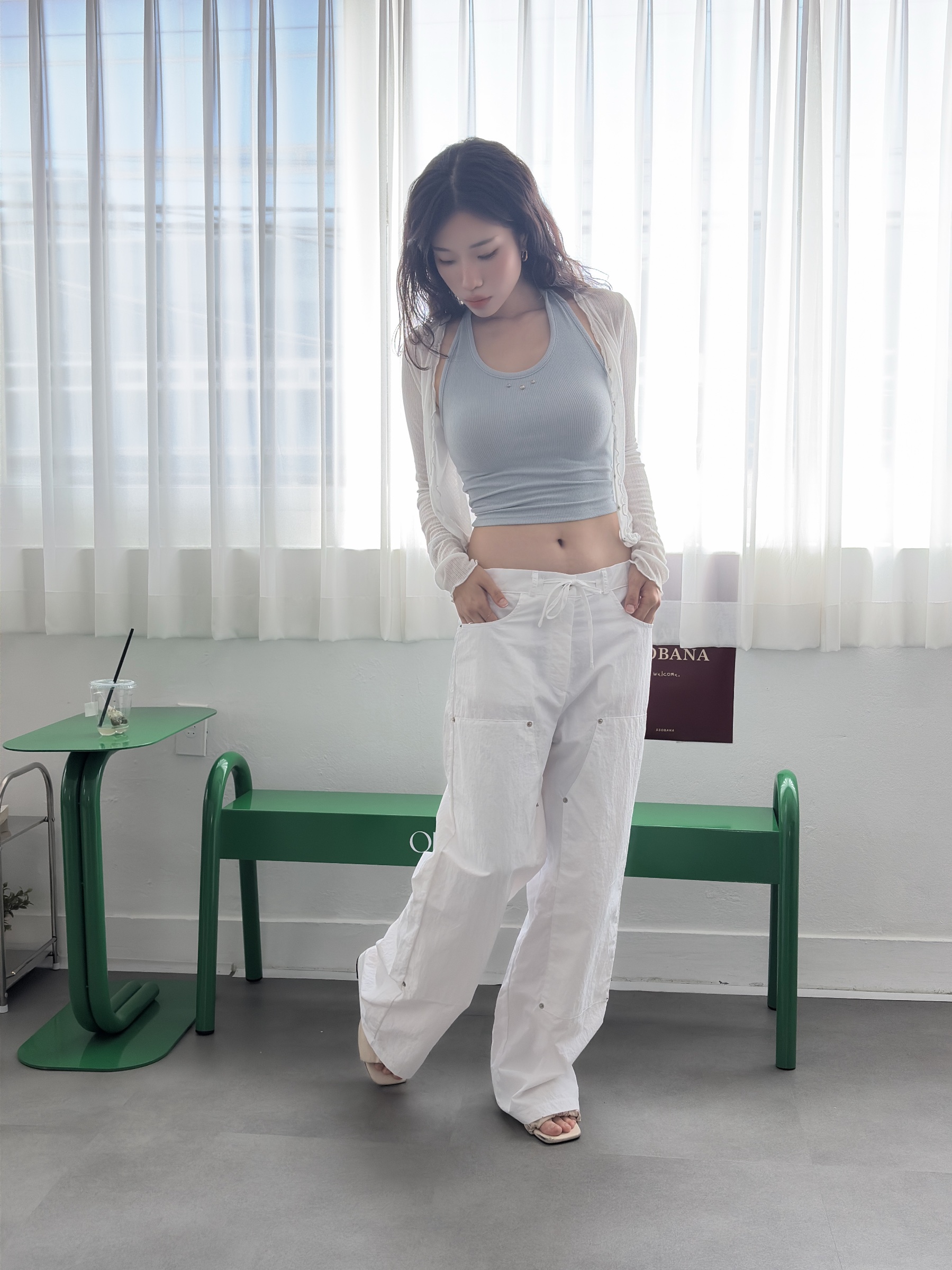 vlemma low-rise-tie-waist-slouchy-trousers 小眾剪裁設計感褲裙長褲 - 黑