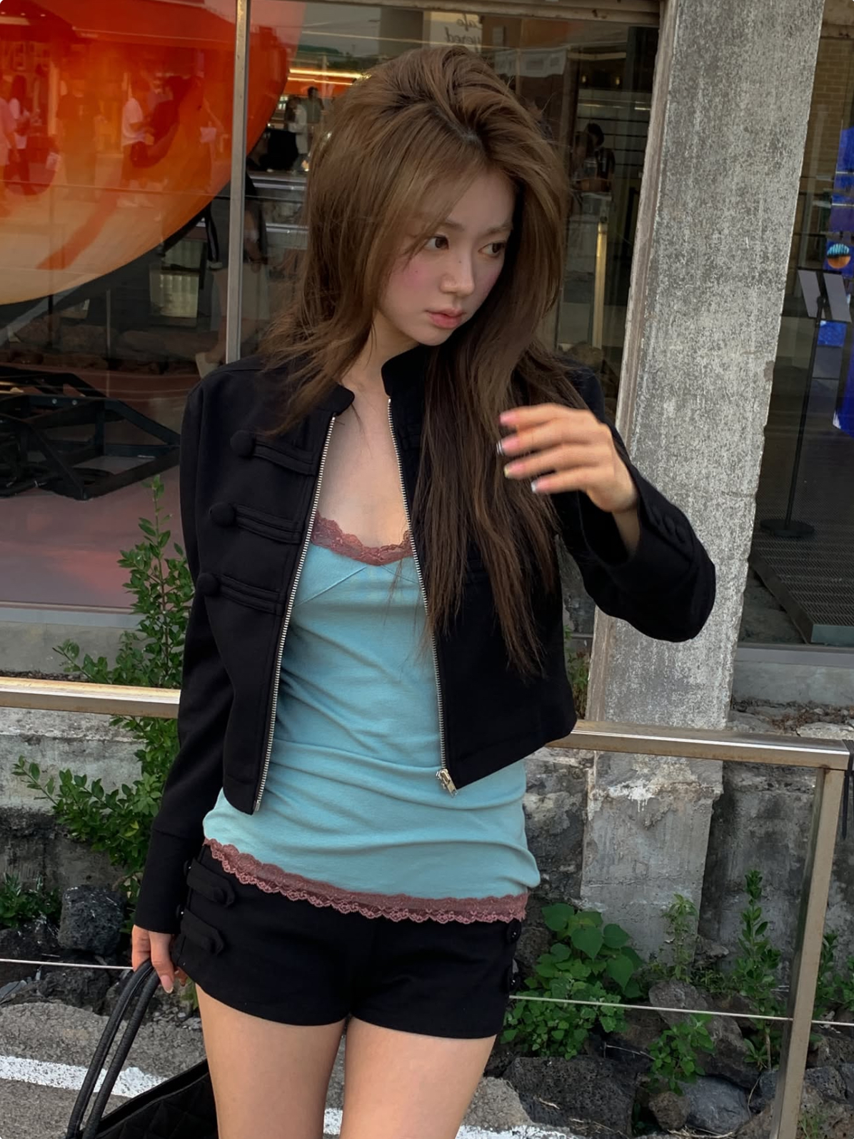 韓系復古盤扣罩衫 / 美辣短版棉質外套