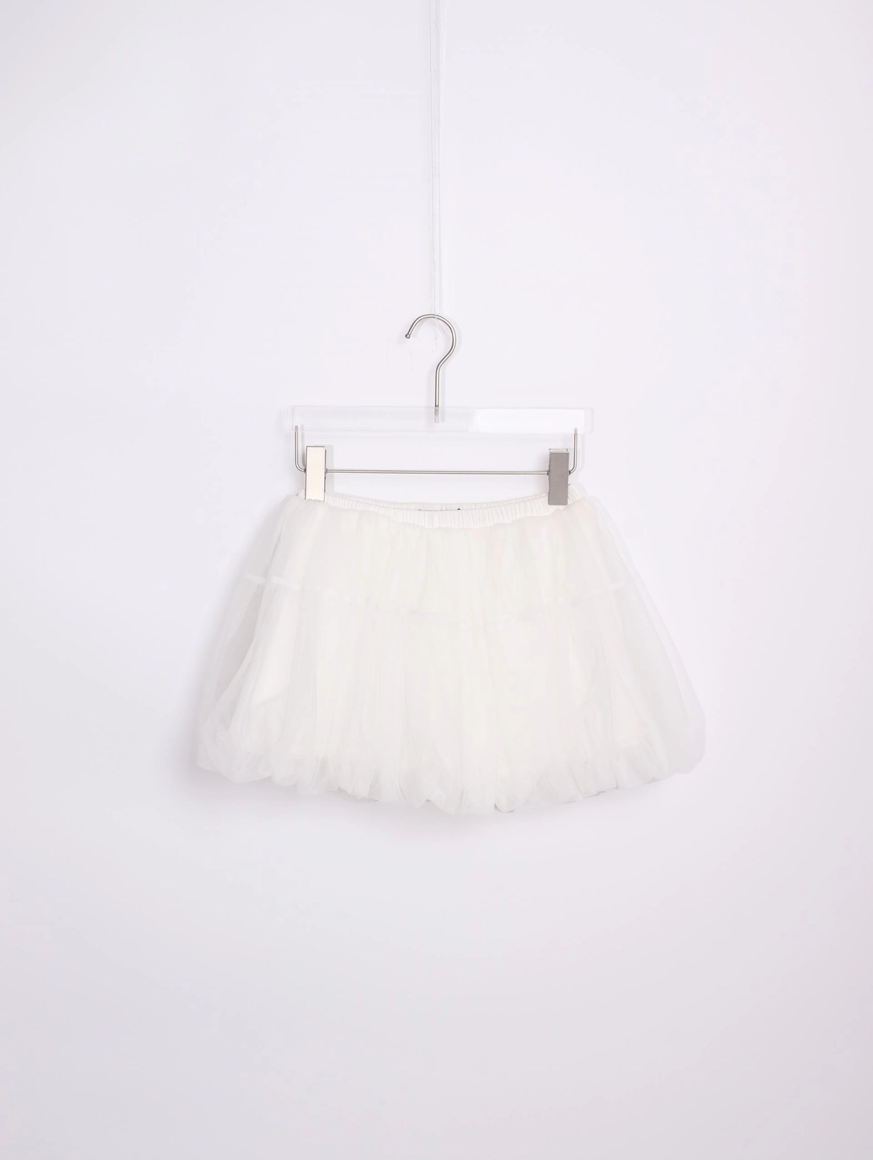 vlemma white-tulle-bubble-mini-skirt 小眾剪裁設計感褲裙長褲 - 白