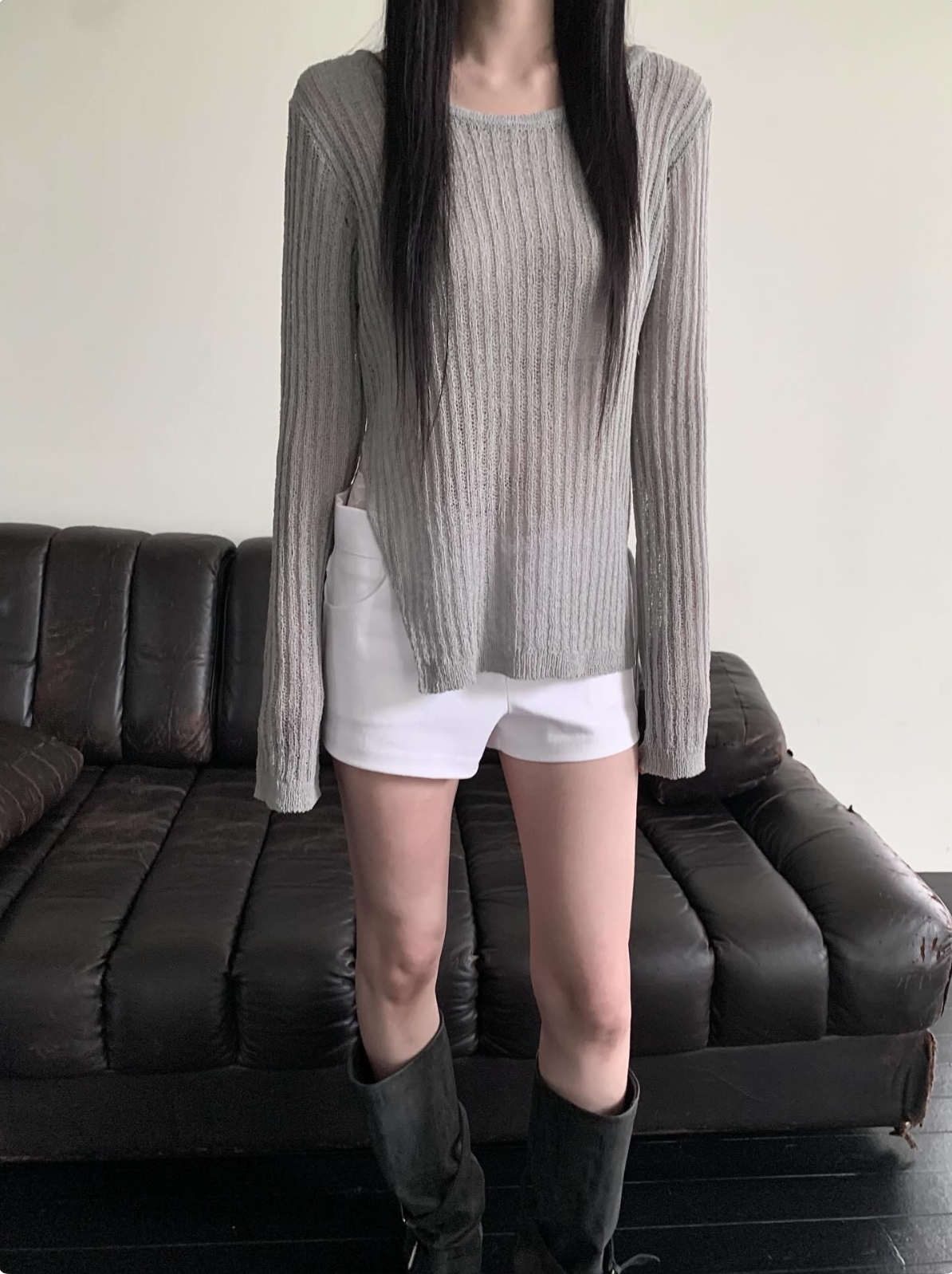 vlemma slim-fit-casual-shorts-womens 小眾剪裁設計感褲裙長褲 - 白