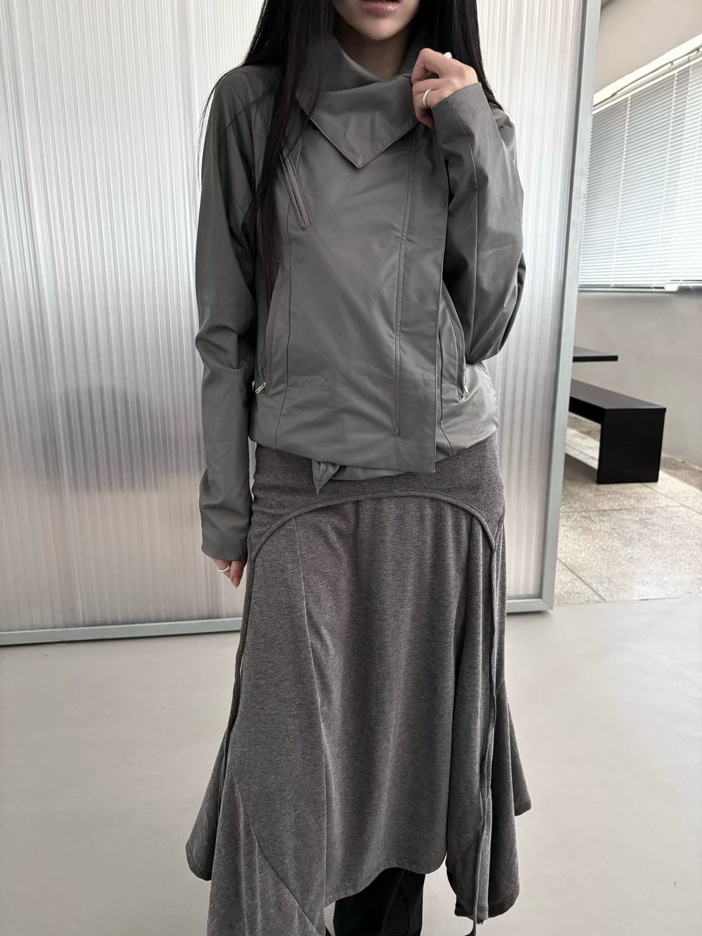 韓系高街 廢土風皮衣外套