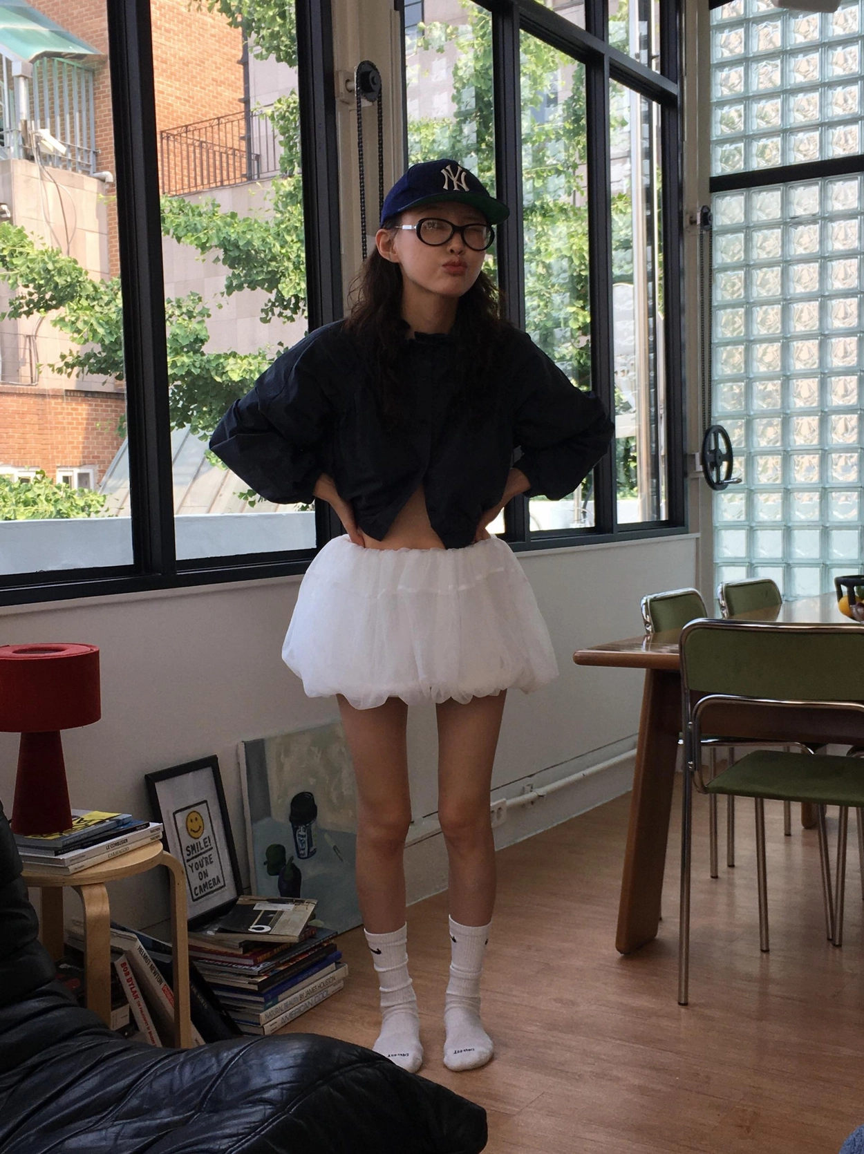 vlemma white-tulle-bubble-mini-skirt 小眾剪裁設計感褲裙長褲 - 白