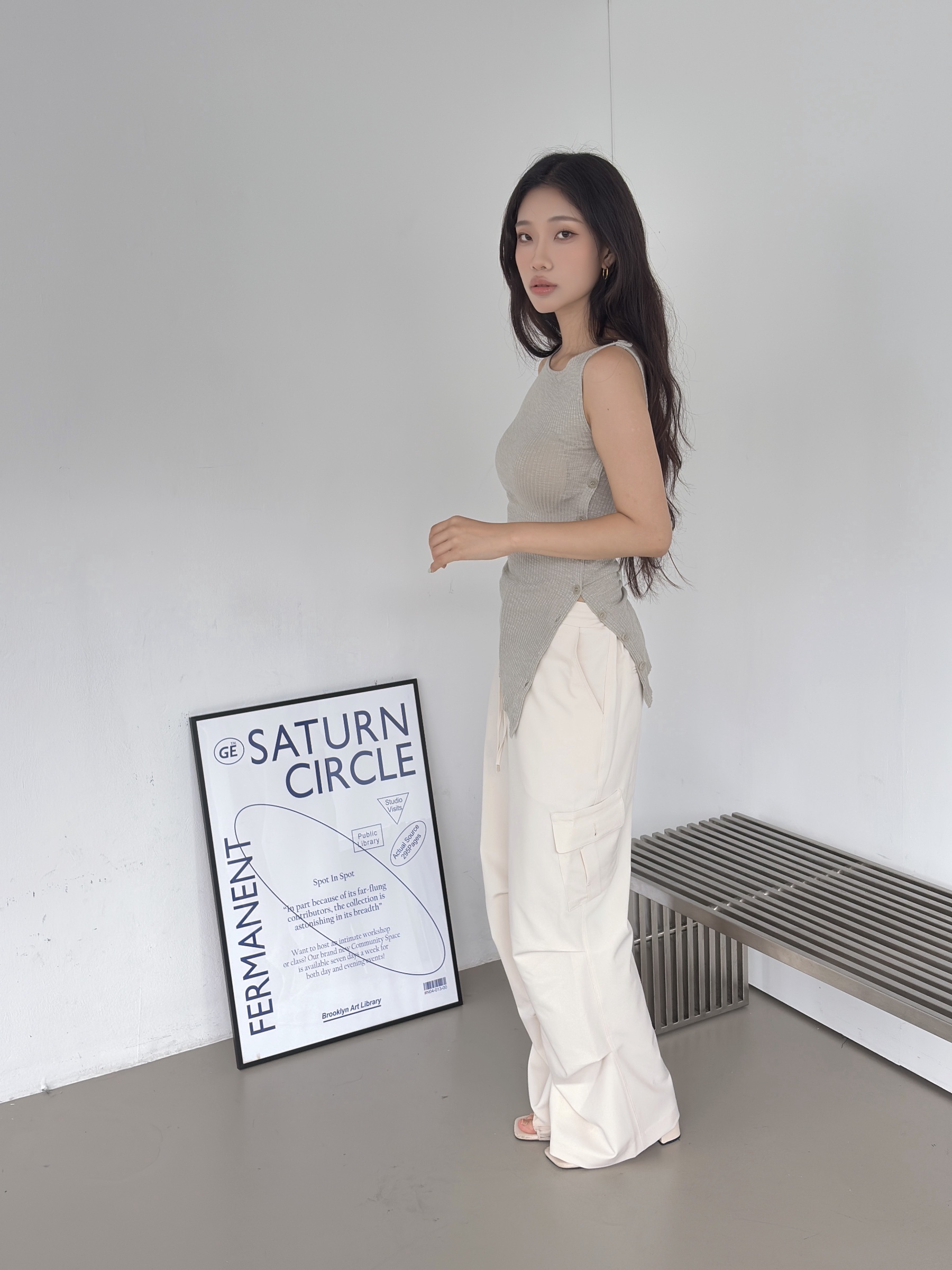 vlemma slouchy-drawstring-gorpcore-cargo-pants 小眾剪裁設計感褲裙長褲 - 奶油白