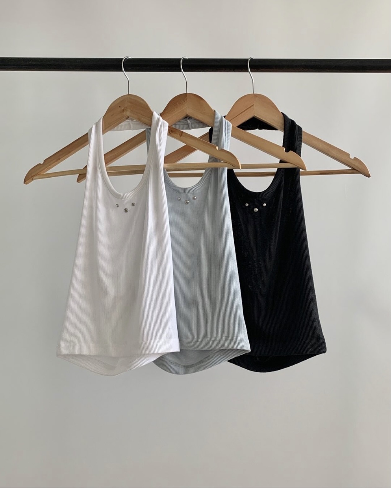 vlemma y2k-cropped-halter-ribbed-top 極簡設計感針織上衣襯衫 - 藍