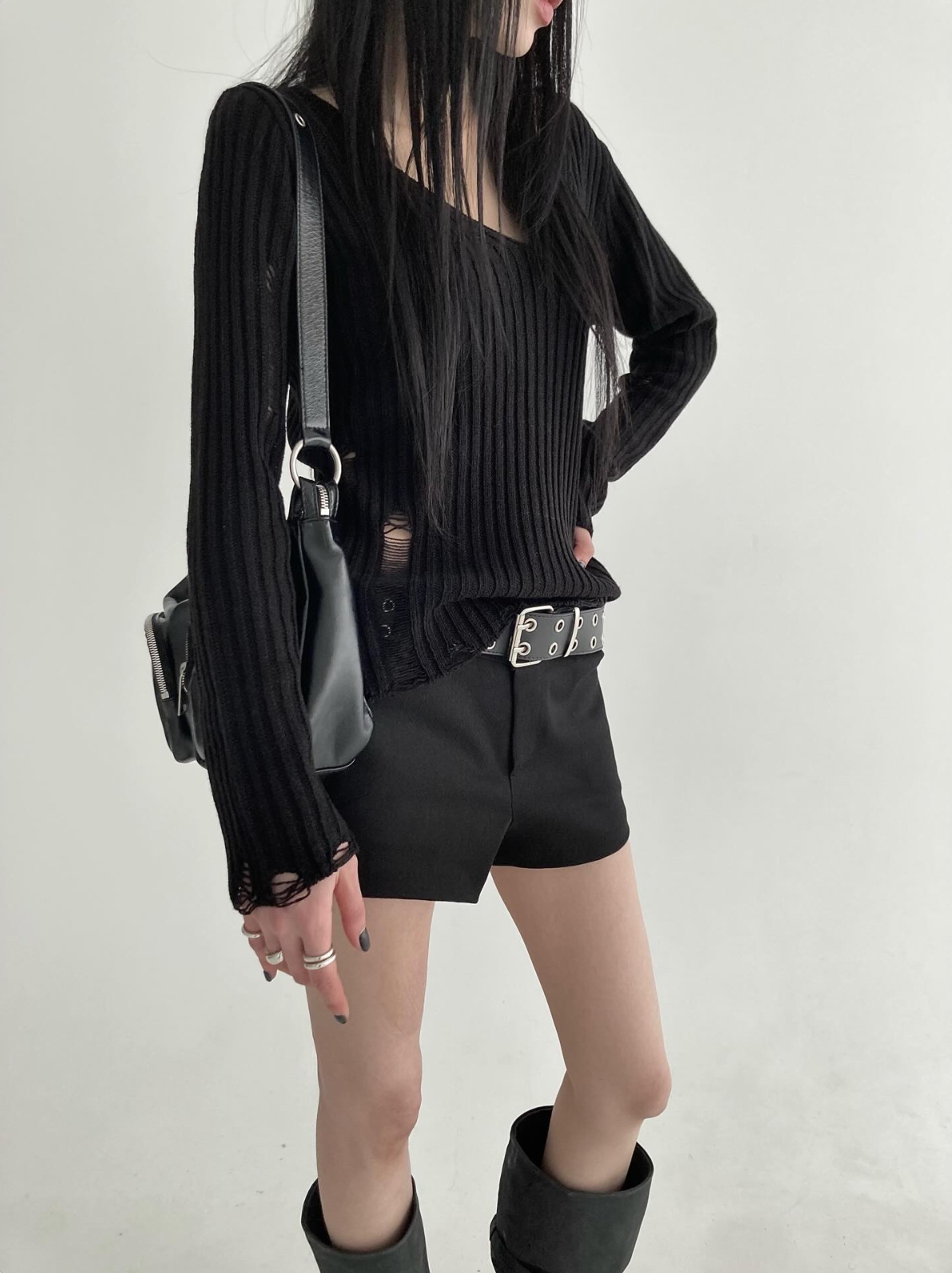 vlemma slim-fit-casual-shorts-womens 小眾剪裁設計感褲裙長褲 - 白