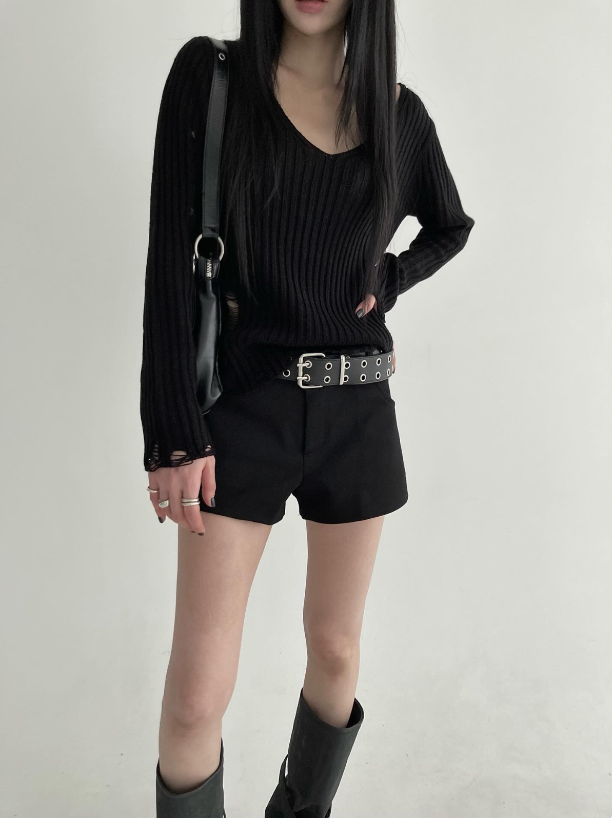 vlemma slim-fit-casual-shorts-womens 小眾剪裁設計感褲裙長褲 - 白