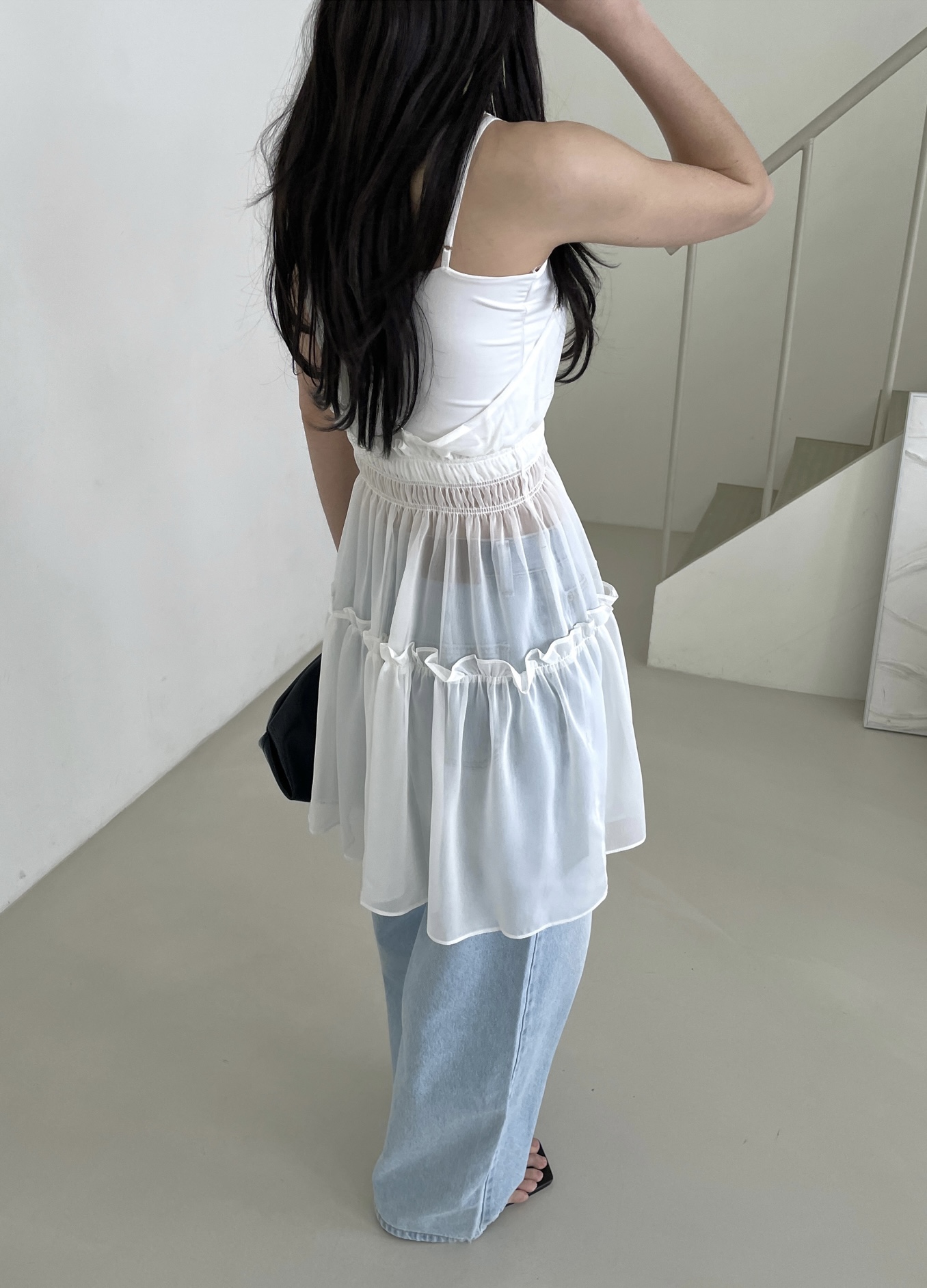 vlemma ruffled-tiered-backless-chiffon-sundress 清冷風設計感洋裝連身裙 - 酒紅