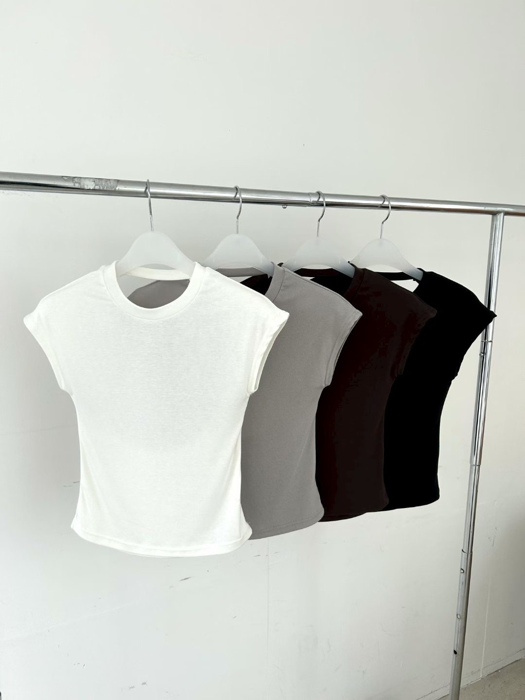 vlemma cutout-backless-cap-sleeve-top 極簡設計感針織上衣襯衫 - 灰