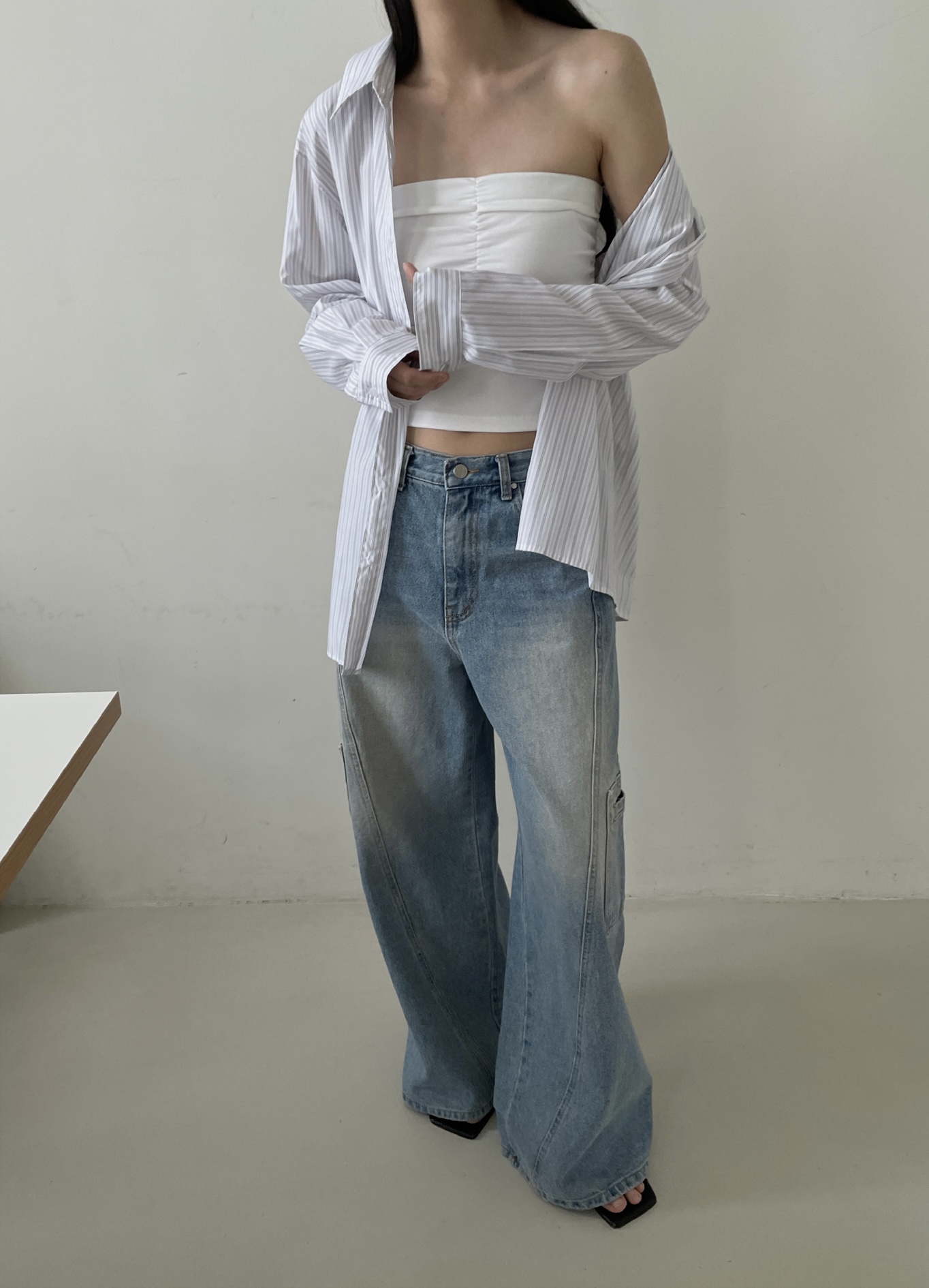 vlemma y2k-streetwear-cargo-baggy-jeans 小眾剪裁設計感褲裙長褲 - 藍