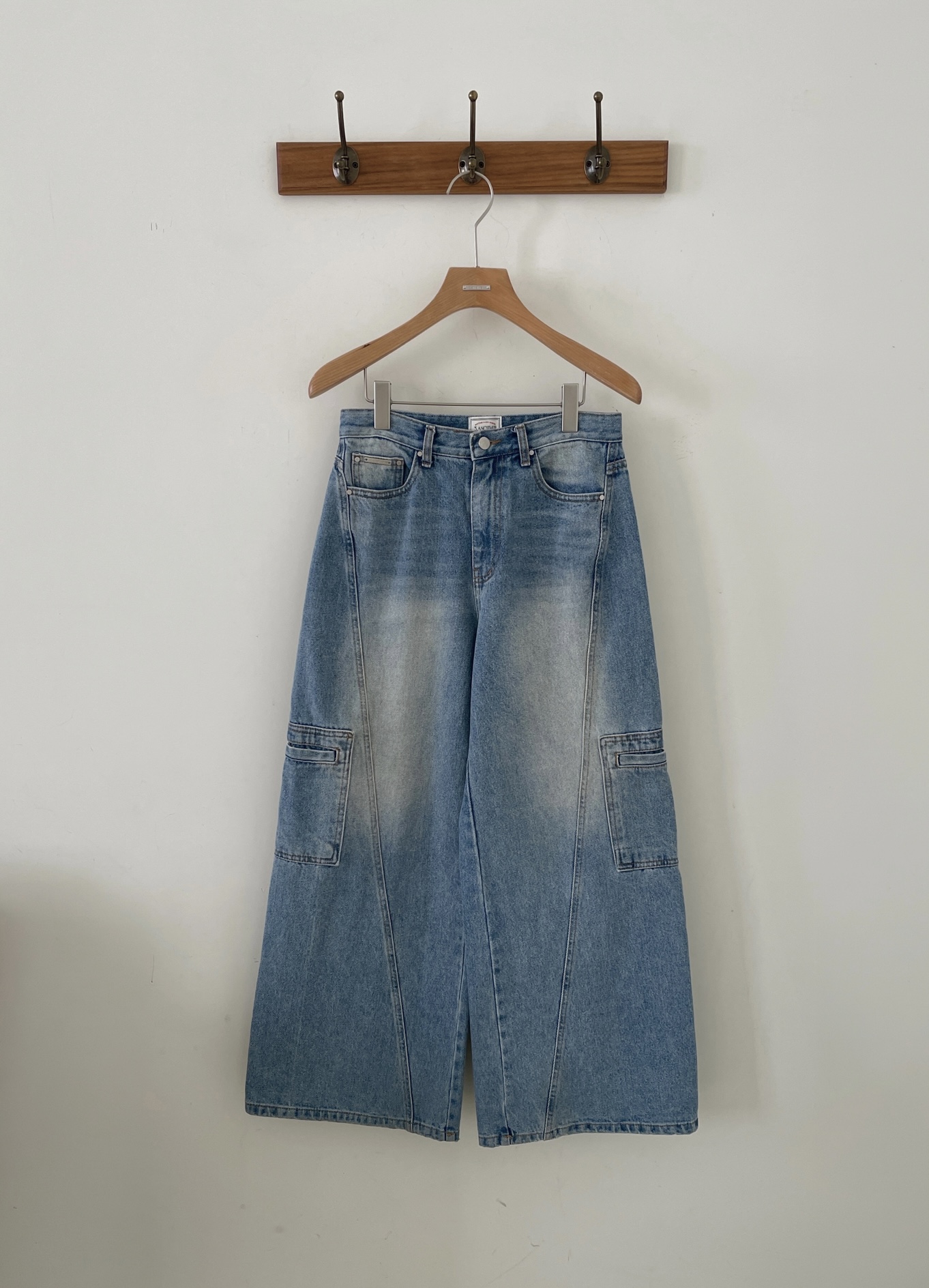 vlemma y2k-streetwear-cargo-baggy-jeans 小眾剪裁設計感褲裙長褲 - 藍