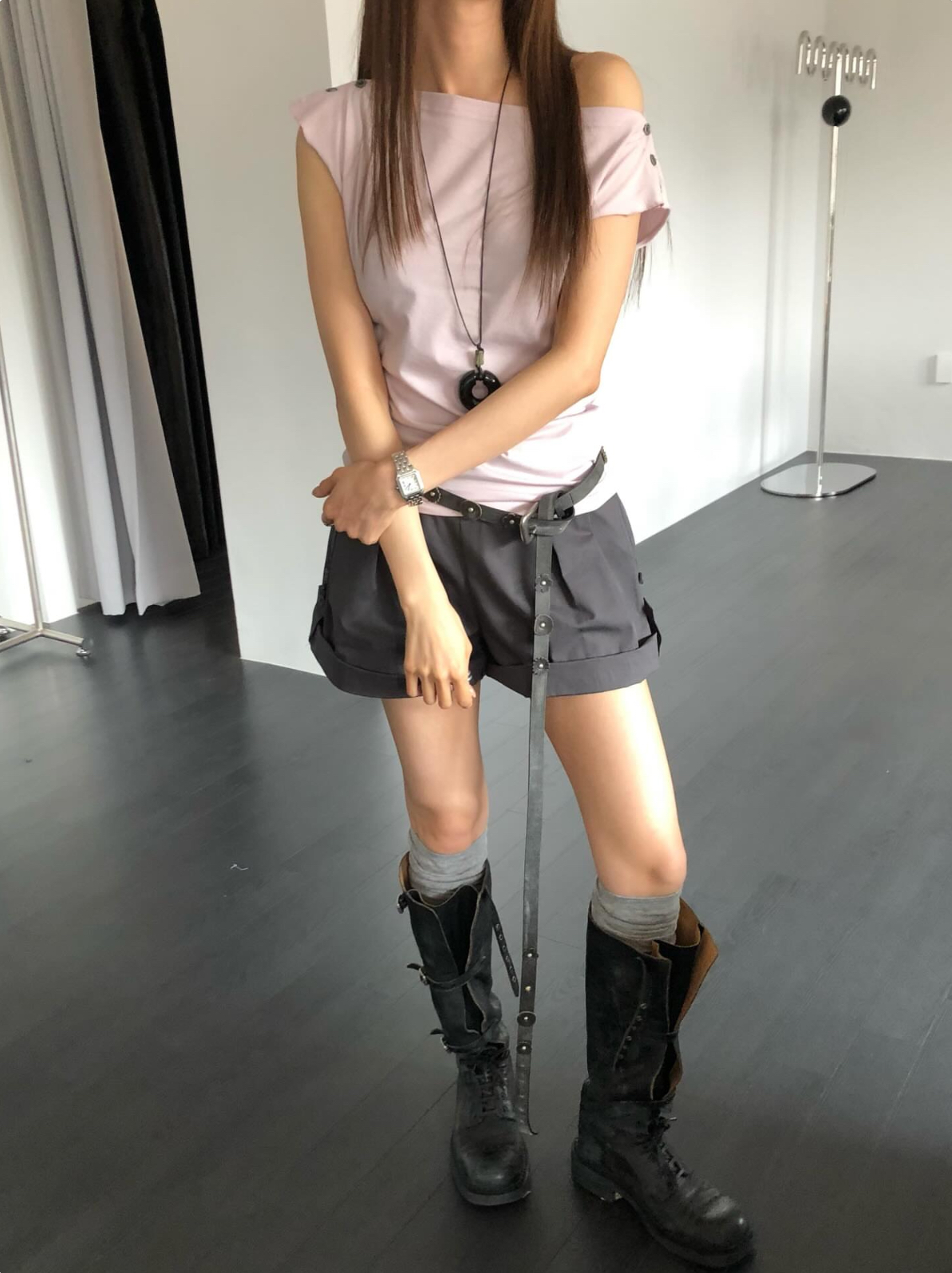 vlemma korean-draped-boat-neck-sleeveless-top 極簡設計感針織上衣襯衫 - 白