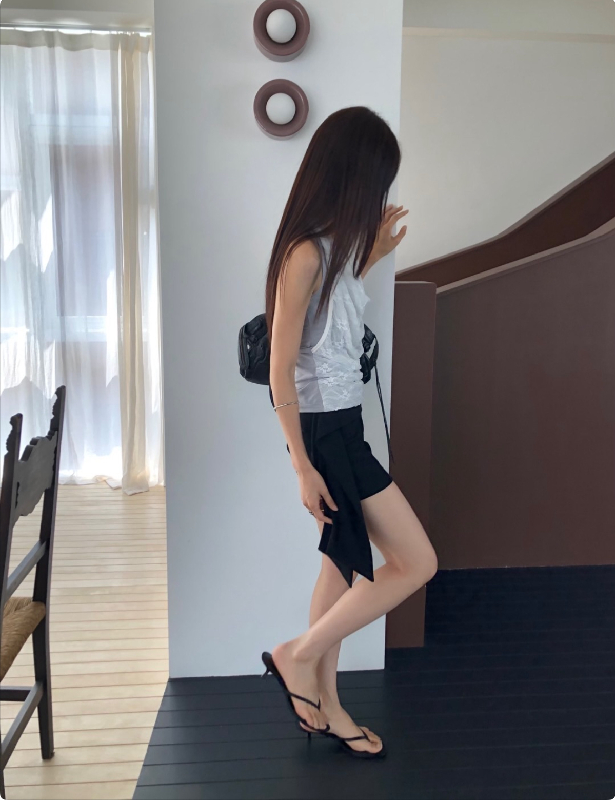 vlemma lace-cowl-neck-layered-tank-top 極簡設計感針織上衣襯衫 - 白