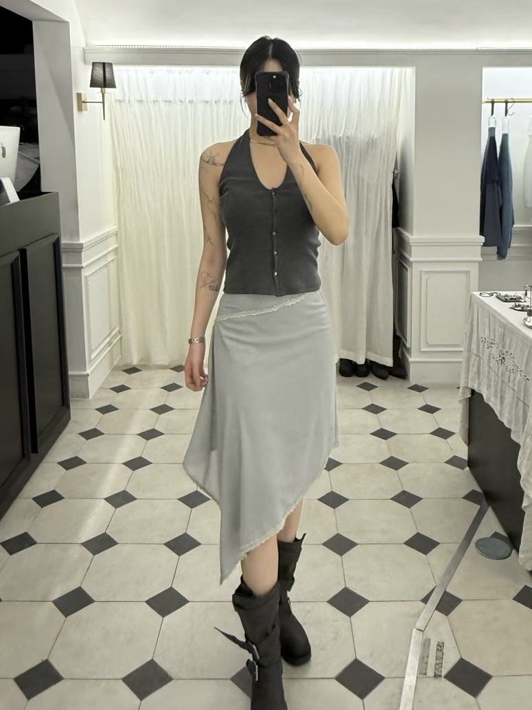 vlemma asymmetric-layered-midi-skirt-with-lace-trim 小眾剪裁設計感褲裙長褲
