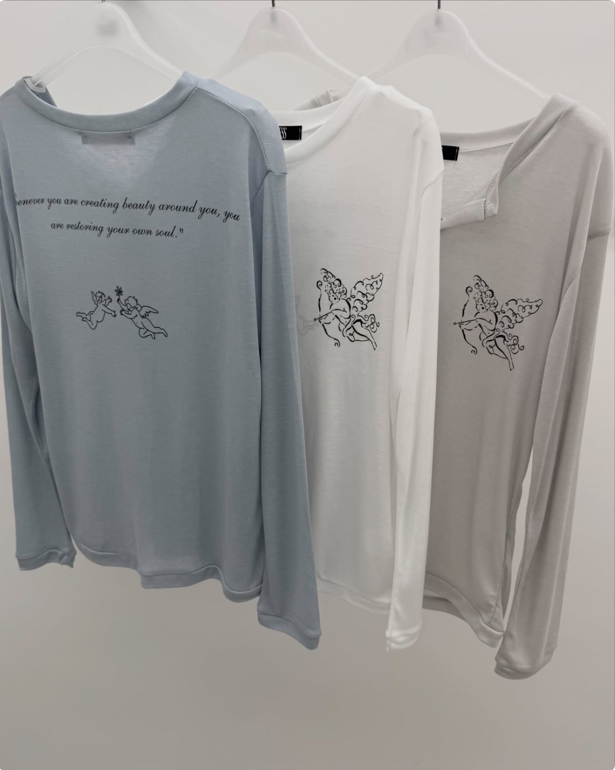 vlemma korean-sheer-button-down-graphic-top 清冷風設計感大衣外套 - 藍
